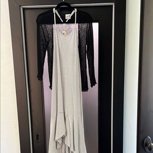 Elegant Black and White Striped Dress